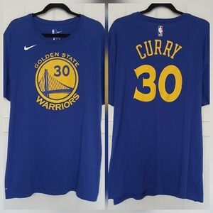 Golden State Warriors Nike T-Shirt Steph Curry #30 Men's XXL Blue Athletic Cut
